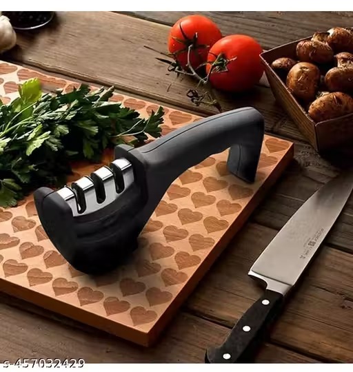 Rasisa Enterprise Premium 3-Stage Knife Sharpener – Safe, Non-Slip Base, Ergonomic Handle – For All Steel Knives, Scissors & Ceramic Blades – Kitchen Knife Sharpening Tool