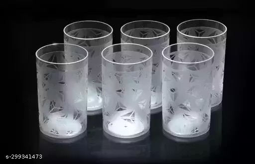 6 pcs plastic diamond design unbreakable stylish transparent water glass