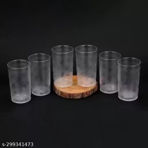 6 pcs plastic diamond design unbreakable stylish transparent water glass