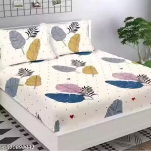 cotton double bedsheet set with 2 matching pillow covers