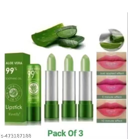 (Pack Of 3) Aloe Vera Moisturizing Lipstick Long Lasting Notorious Lip Balm