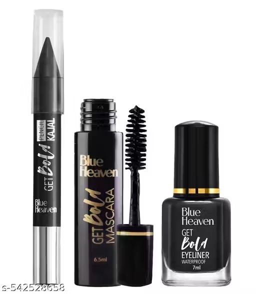 Blue Heaven Get Bold Eyeliner 7ml + Mascara 6.5ml + Kajal Pencil 3.2g Black (Set Of 3)