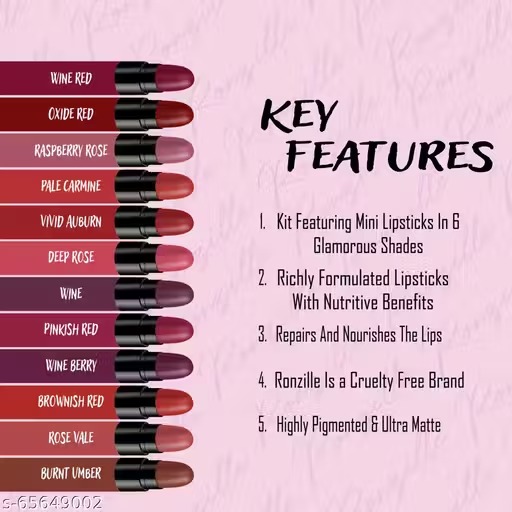 Ronzille ayurvedic creamy matte lipstick set