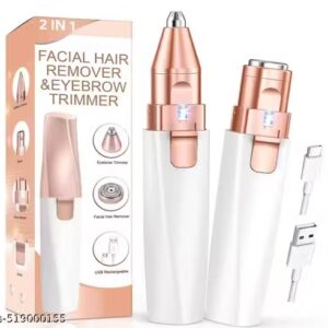 Painless Lip Hair Removel 2 In 1 Hair Removing White Eyebrow Trimmer