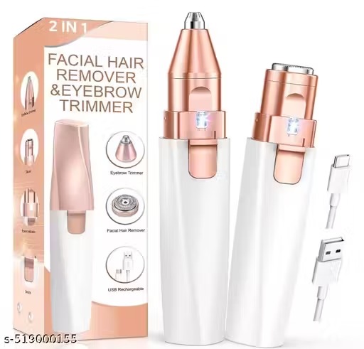 Painless Lip Hair Removel 2 In 1 Hair Removing White Eyebrow Trimmer