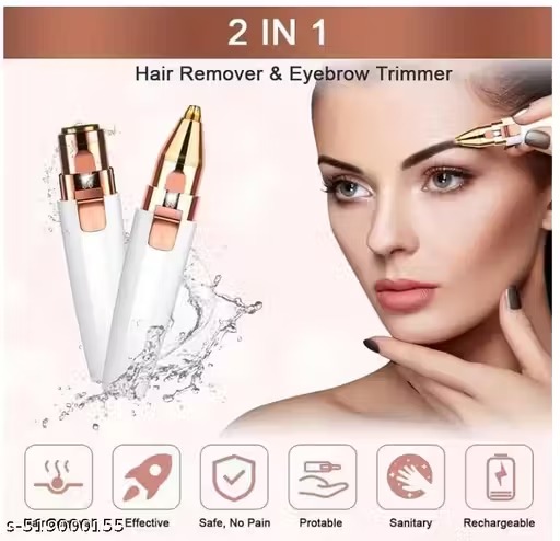 Painless Lip Hair Removel 2 In 1 Hair Removing White Eyebrow Trimmer