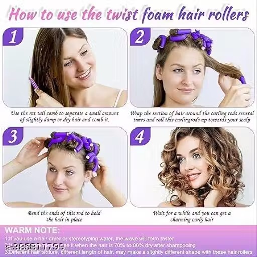 Shopimoz Bendy Rollers | Flexible Rods Set For Girls & Women (Pack Of 10 Pcs)