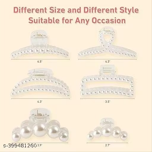 3 pack large pearl claw clips hair clips