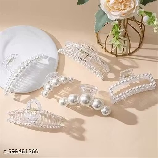 3 pack large pearl claw clips hair clips