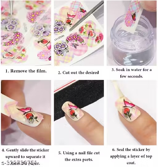 Sheets of DIY nail art water transfer decals