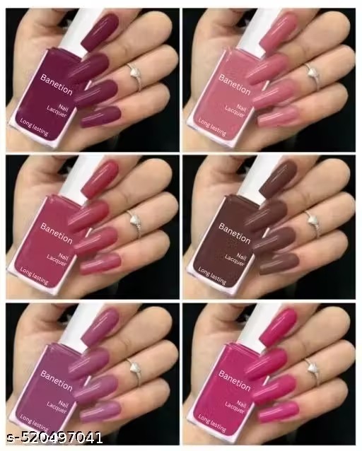6 pcs multicolor nail polish combo