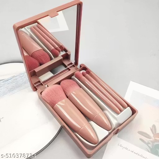 Professional 5 in 1 small mini makeup brush kit with mirror