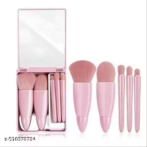 Professional 5 in 1 small mini makeup brush kit with mirror