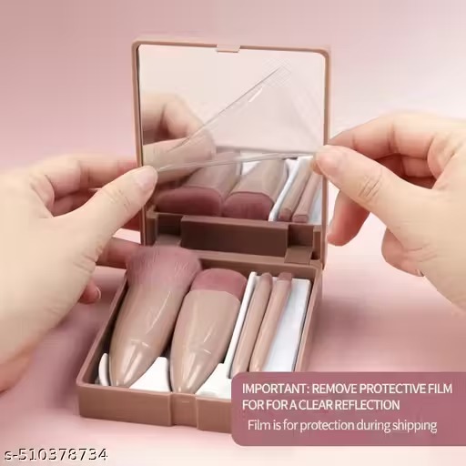 Professional 5 in 1 small mini makeup brush kit with mirror