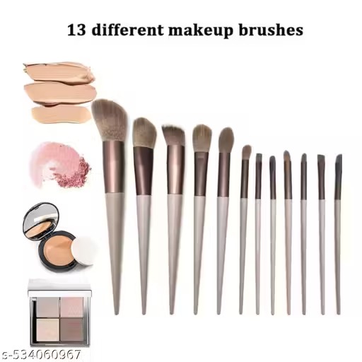 Lavenust 13 pc brush set with 2 pc beauty blender sponge, brown (pack of 15)