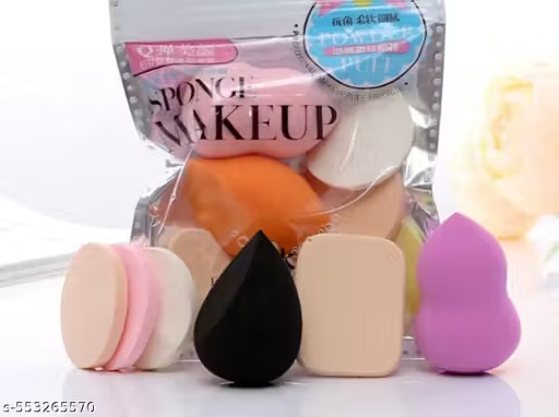 Soft bristles 5 pcs pink makeup brushes set with 6 in 1 makeup sponges pack (pack of 11)
