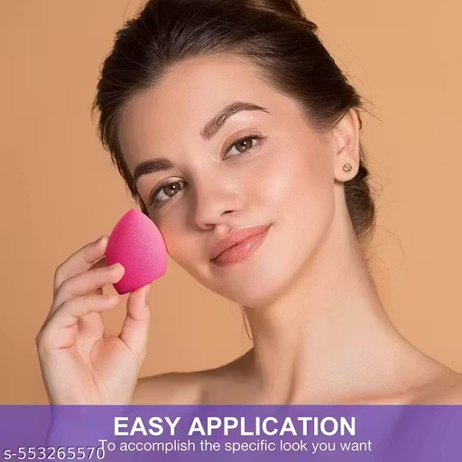 Soft bristles 5 pcs pink makeup brushes set with 6 in 1 makeup sponges pack (pack of 11)