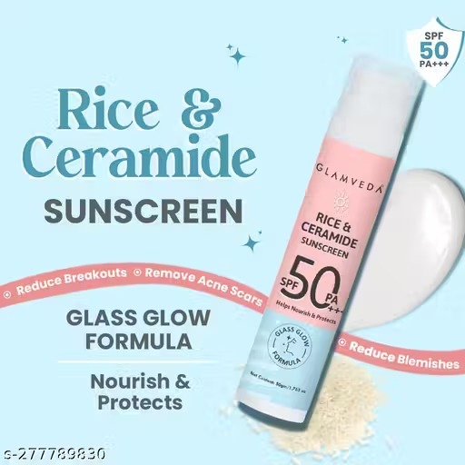 Glamveda Glass Skin Rice & Ceramide Sunscreen SPF 50 PA+++