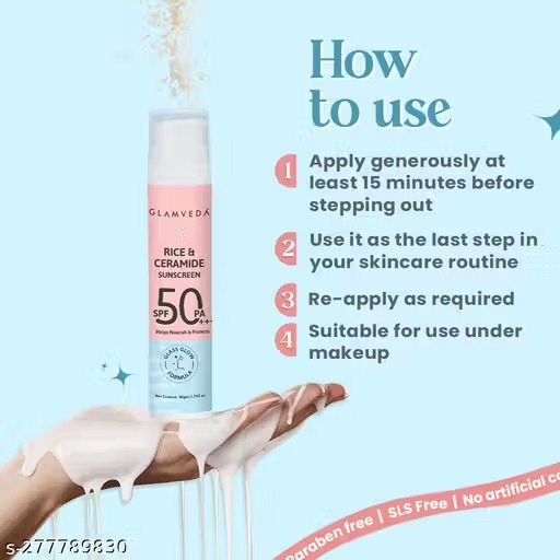 Glamveda Glass Skin Rice & Ceramide Sunscreen SPF 50 PA+++