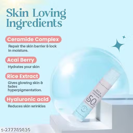 Glamveda Glass Skin Rice & Ceramide Sunscreen SPF 50 PA+++