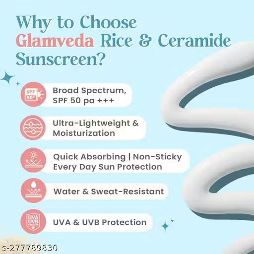 Glamveda Glass Skin Rice & Ceramide Sunscreen SPF 50 PA+++