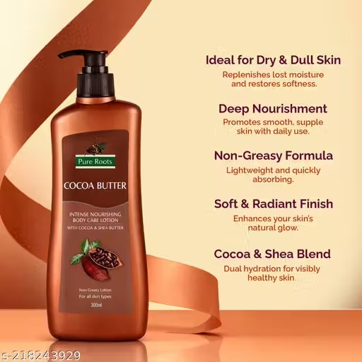 Pure Roots Cocoa Butter Body Care Lotion (300ml × 2) Pack Of 2