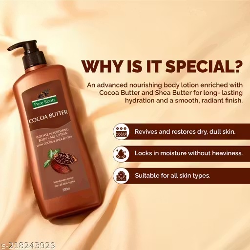 Pure Roots Cocoa Butter Body Care Lotion (300ml × 2) Pack Of 2