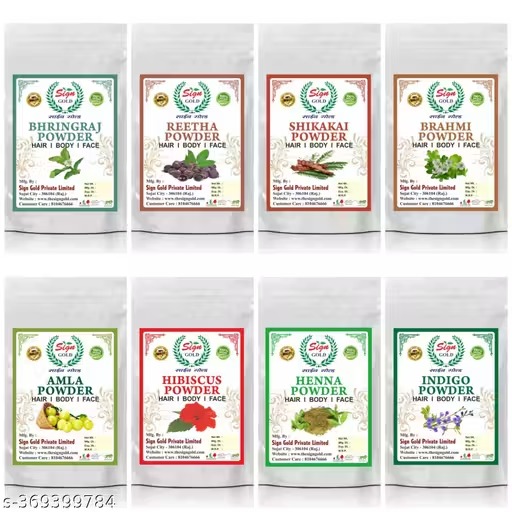 Brahmi Hibiscus Bhringraj Powder For Hair (Pack Of 8)