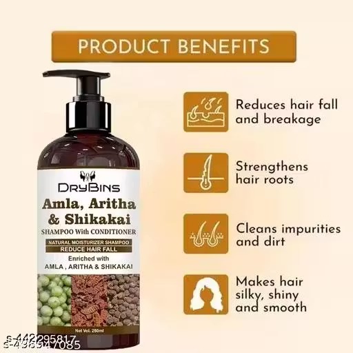 **Amla, Aritha & Shikakai Shampoo With Conditioner For Reduce Hairfall And Anti-Dandruff (750 ml)**