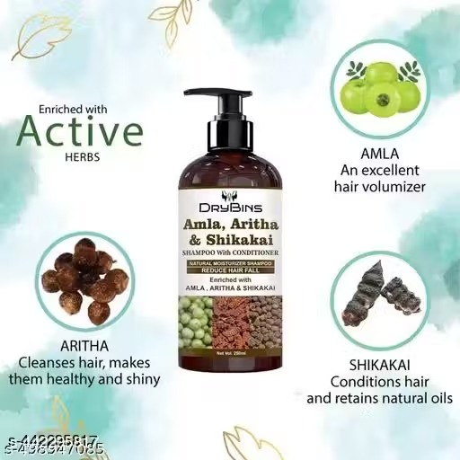 **Amla, Aritha & Shikakai Shampoo With Conditioner For Reduce Hairfall And Anti-Dandruff (750 ml)**